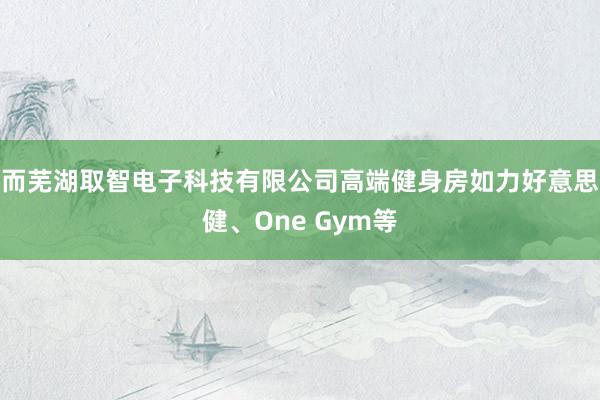 而芜湖取智电子科技有限公司高端健身房如力好意思健、One Gym等